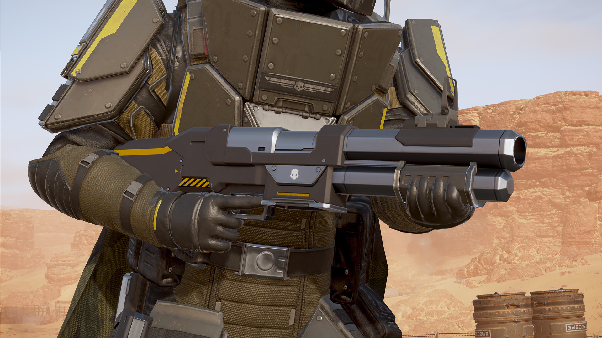 Official Helldivers 2 screenshot showing a weapon from the Ironclad Democracy Warbond