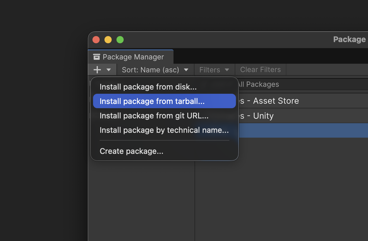 Nimble Fox AI installation through Unity Package Manager using Install package from tarball