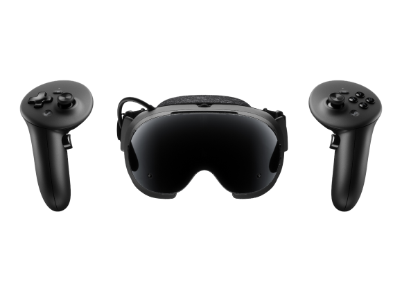 Steam Frame VR headset with its two controllers