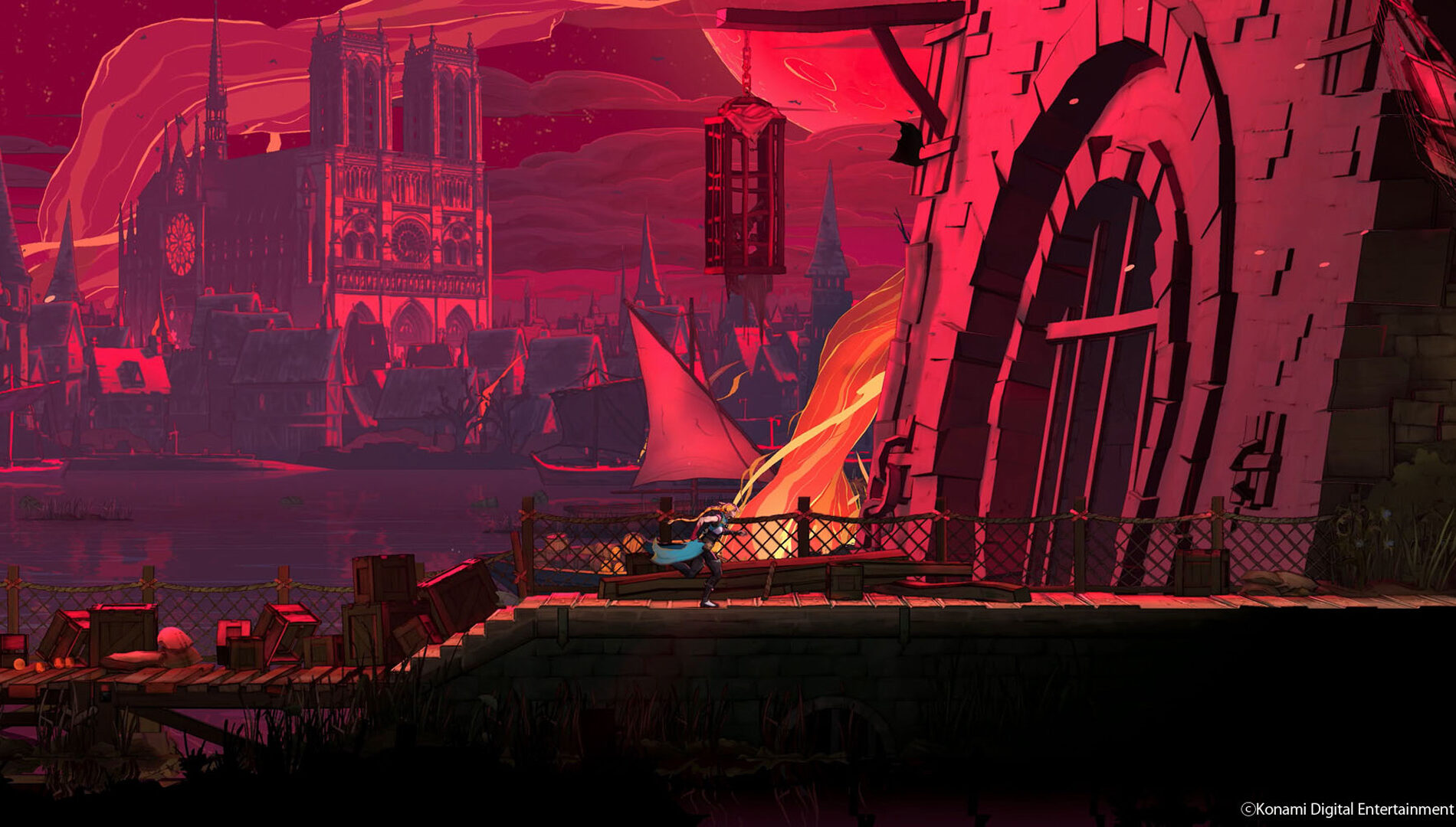 Castlevania Belmont's Curse official gameplay image of combat in a gothic environment