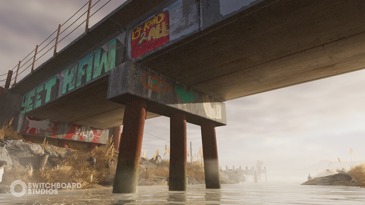 Coastal Wetland & Railroad Bridge Unreal environment under the railway bridge
