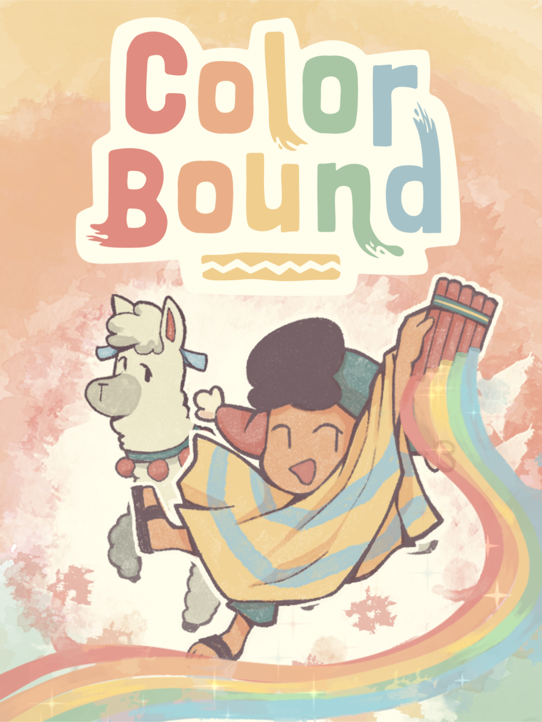 Colorbound official poster with named game title, Anku and companion llama