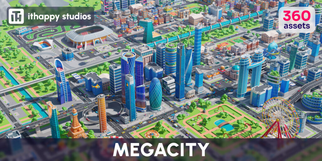 Megacity by ithappy official low poly city models promotional poster