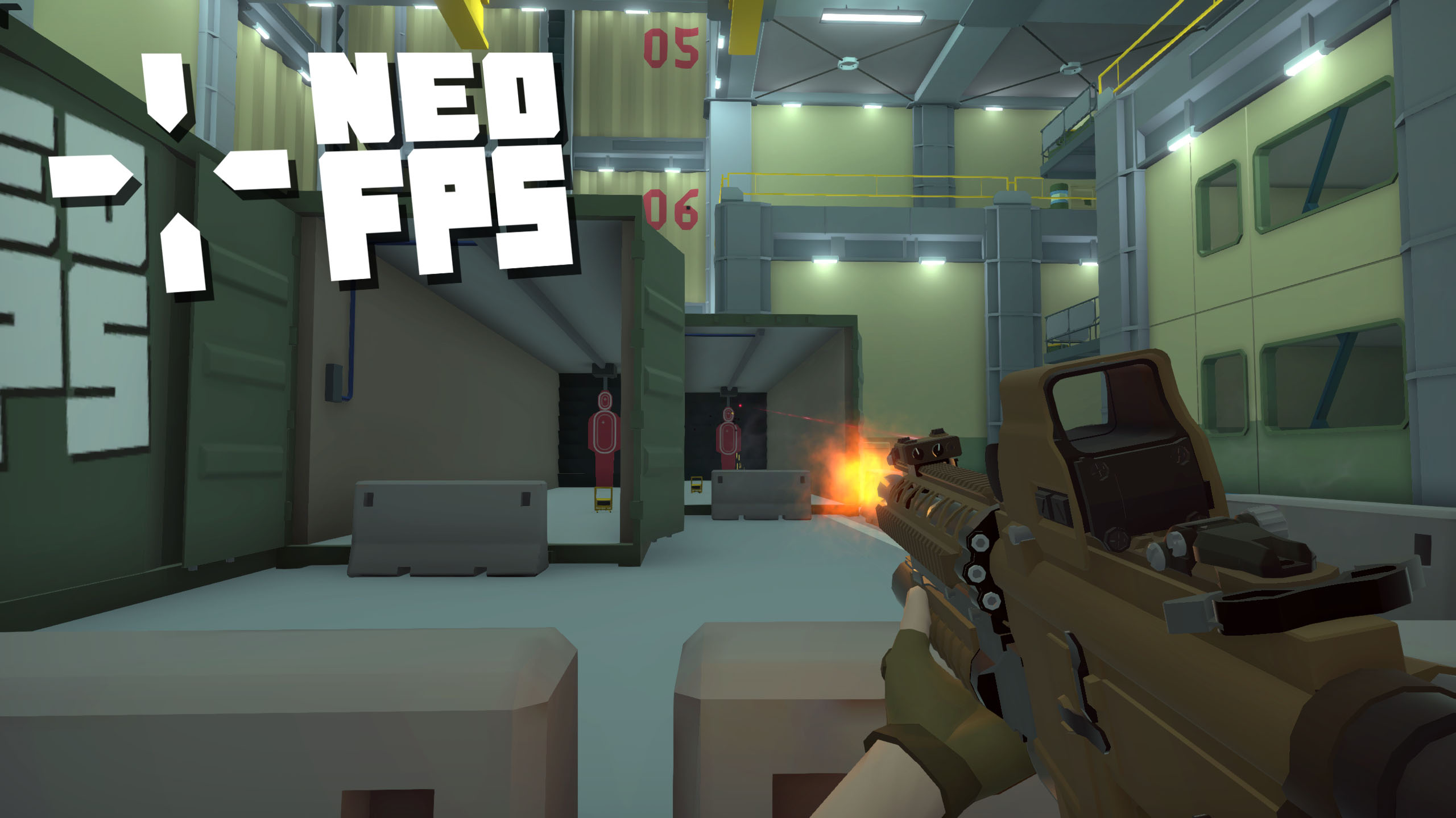 NeoFPS first person shooter toolkit official firing range gameplay and title poster