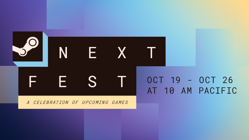 Steam Next Fest October 2026 official Valve event banner with dates October 19 to 26