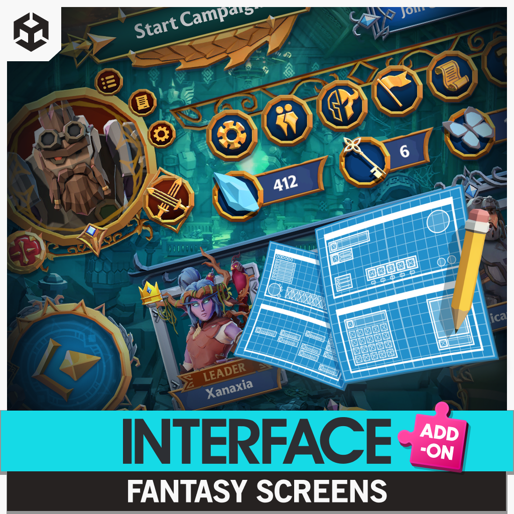 Synty Fantasy Screens add-on cover for Unity fantasy game UI