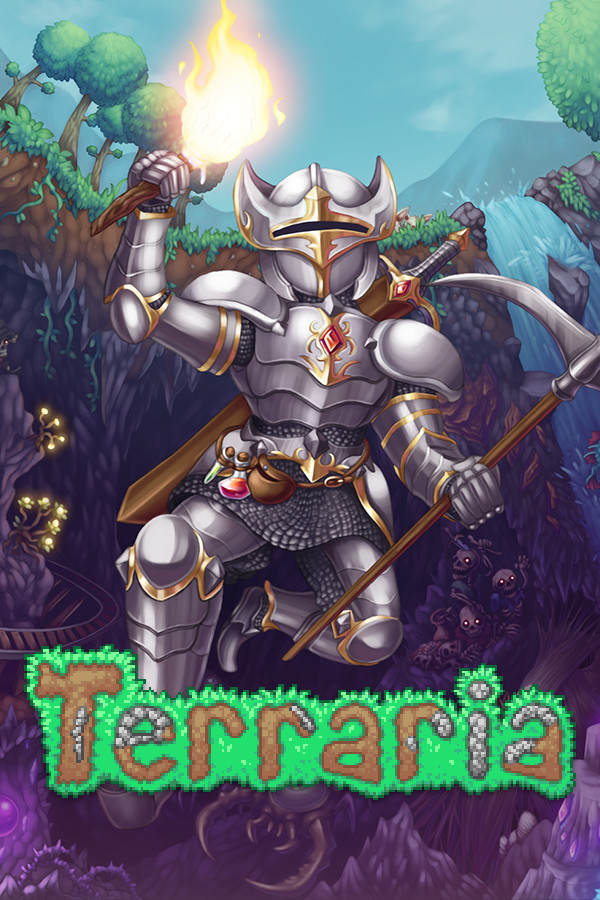 Terraria official title-bearing Steam cover art, current US discount 50%