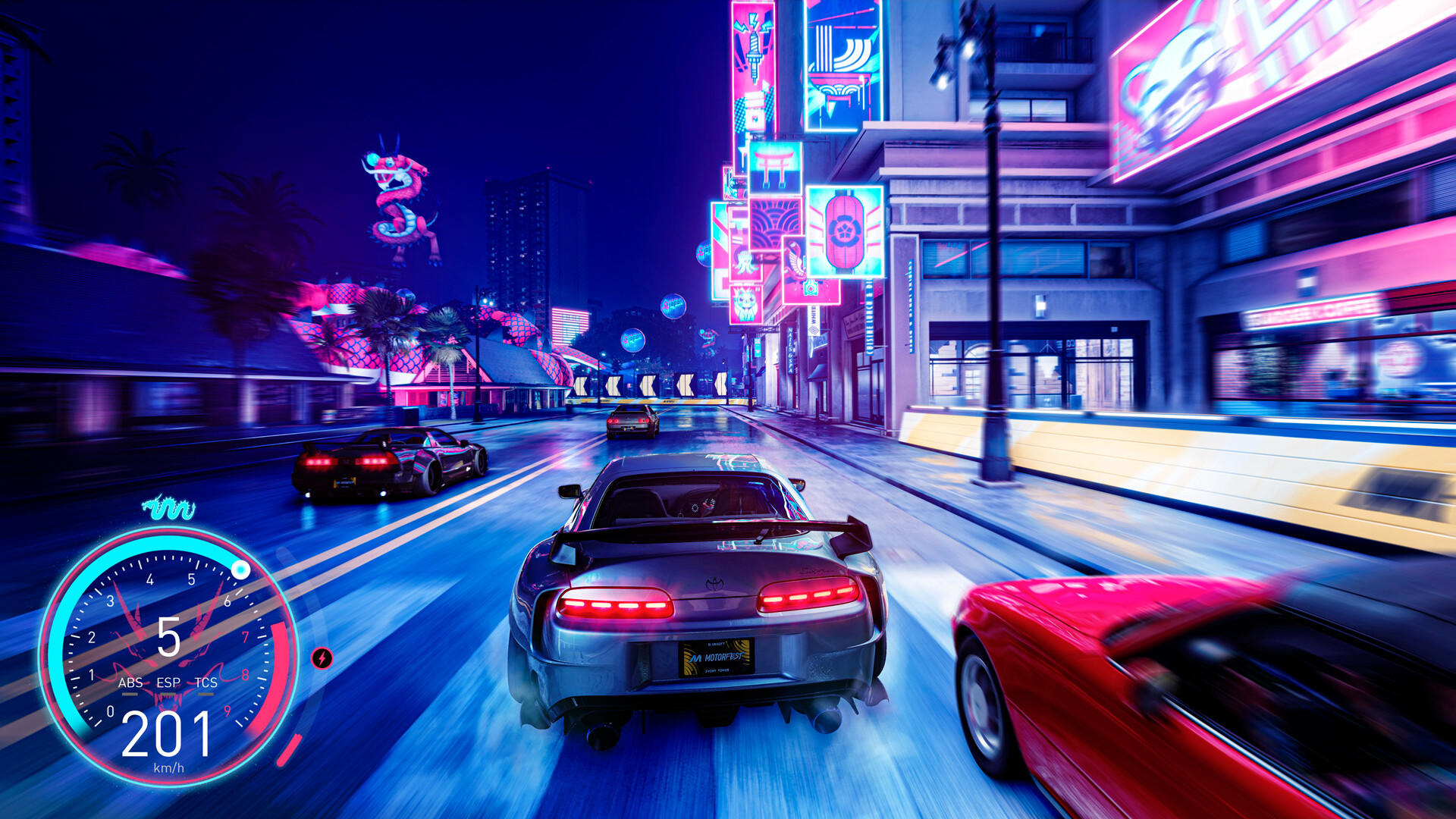The Crew Motorfest Switch 2 racing gameplay with multiple vehicles