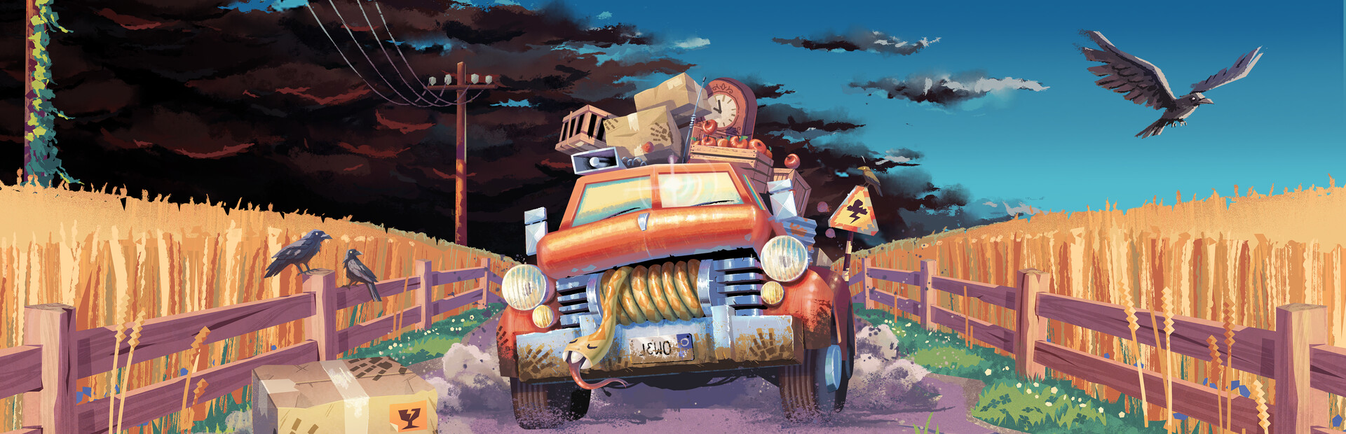 Truckful countryside road and pickup truck exploration