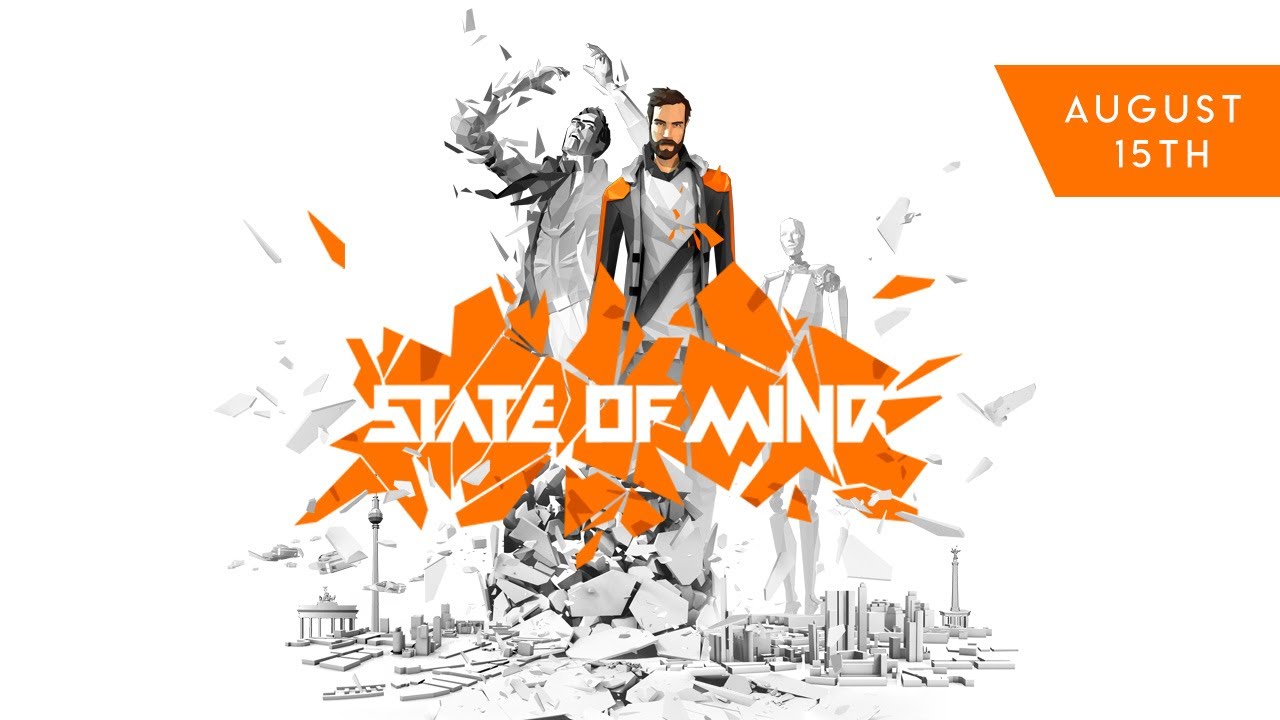 State of Mind official title artwork with its protagonist in white and orange