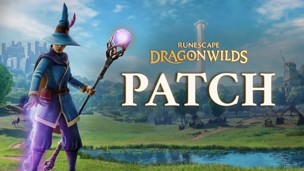 Official RuneScape Dragonwilds patch artwork with a mage