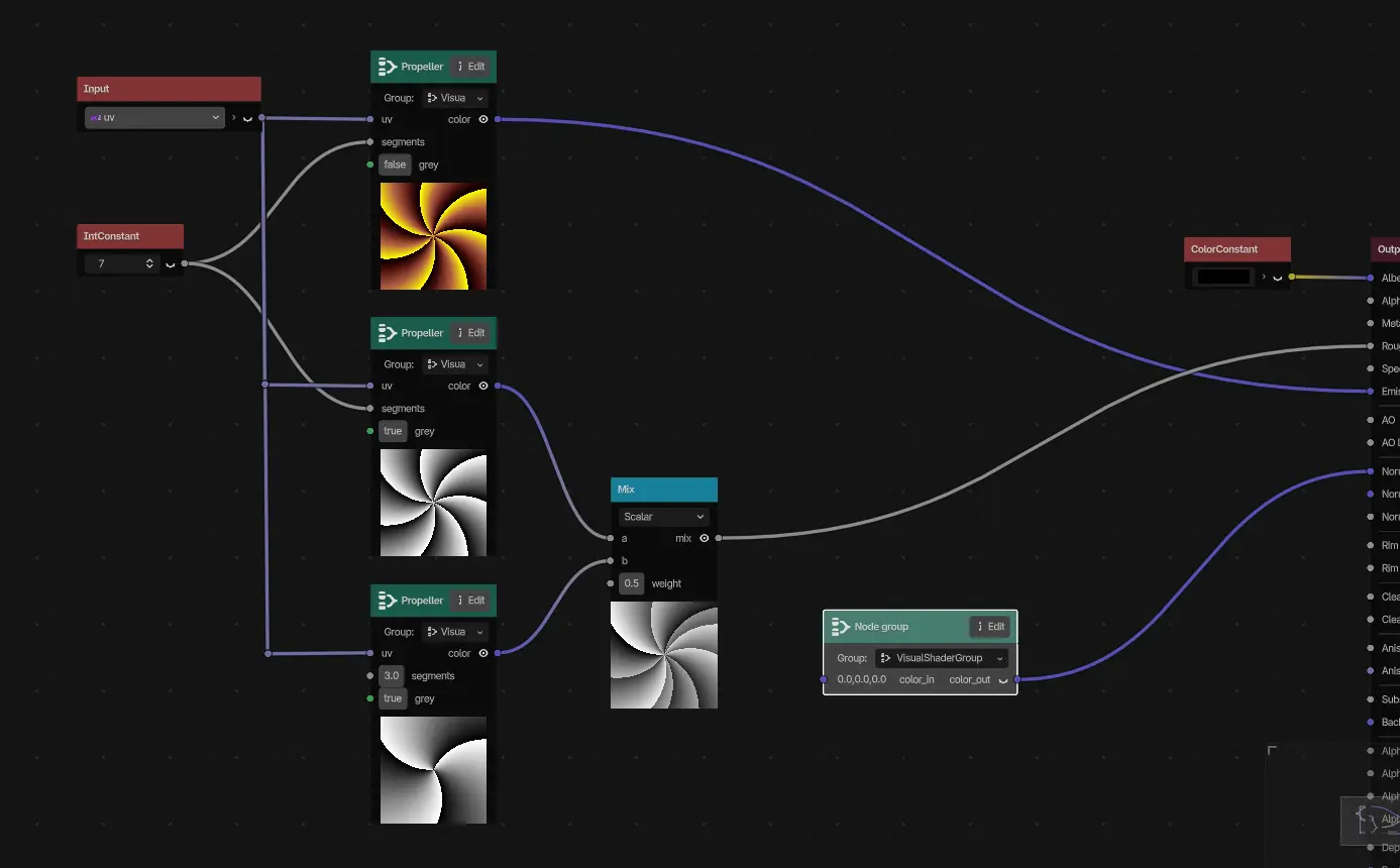 Godot 4.8 beta VisualShader groups and subgraphs example