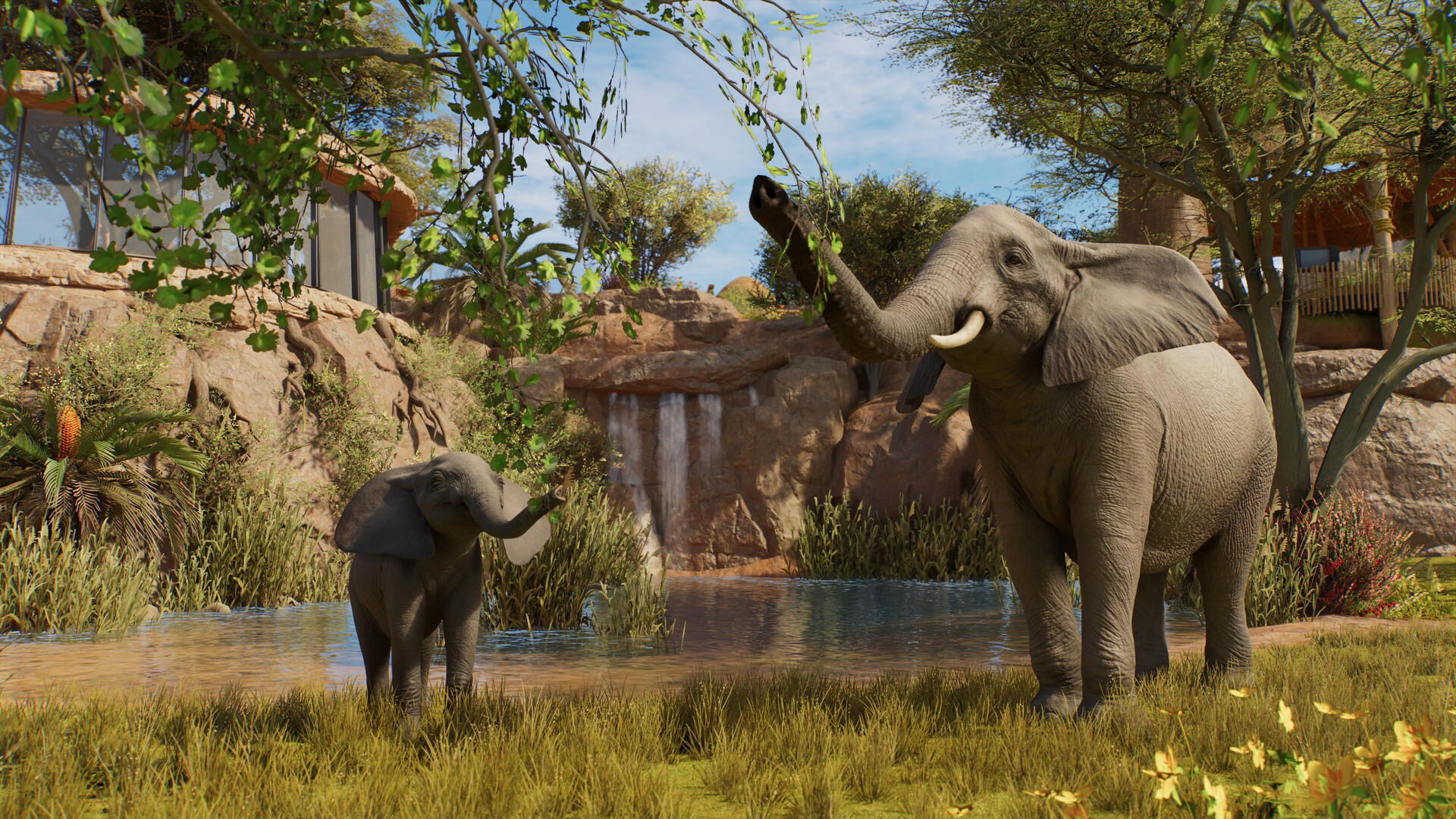 Planet Zoo 2 crashing guide illustration: elephants in an official habitat screenshot