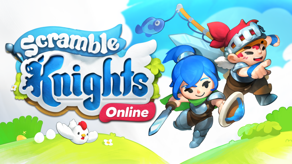 Scramble Knights Online official title key art with its adventuring knights