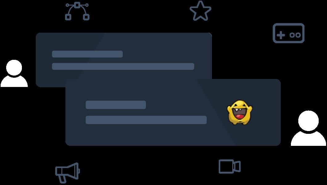 Valve illustration of Steam community and chat features